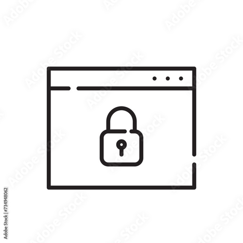 Secure internet connection. Browser and lock. Pixel perfect icon