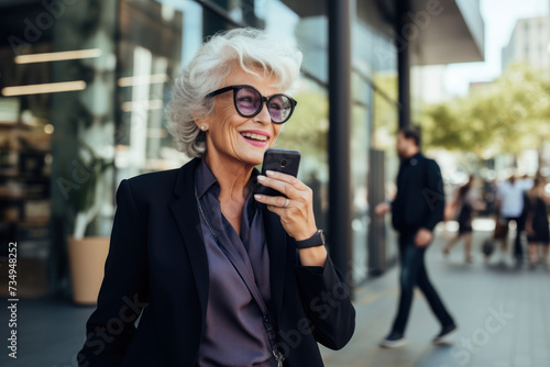 Senior Businesswoman Using Smartphone in City