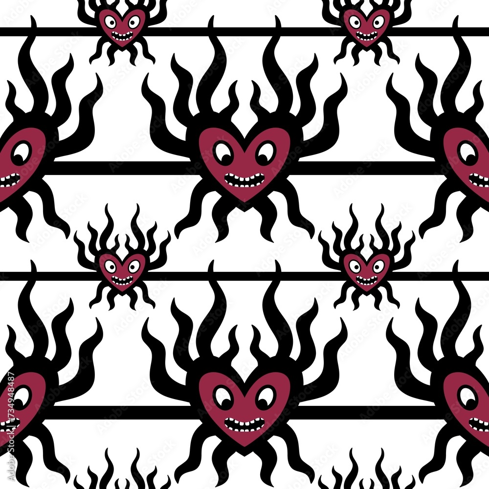 Fototapeta premium Valentines hearts seamless pattern for wrapping paper and fabrics and kids print and festive party accessories