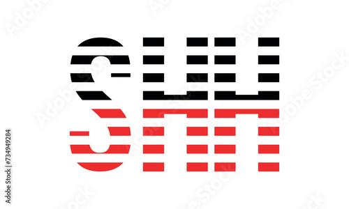 SHH three initial letter iconic line negative space minimal logo design vector template. monogram, abstract, wordmark, business, typography, minimalist, brand, company, flat, modern, unique, simple