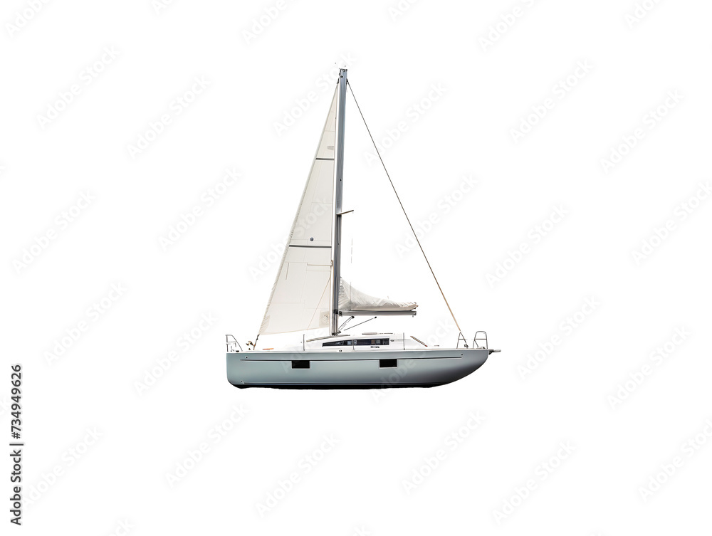 a white sailboat with a white sail