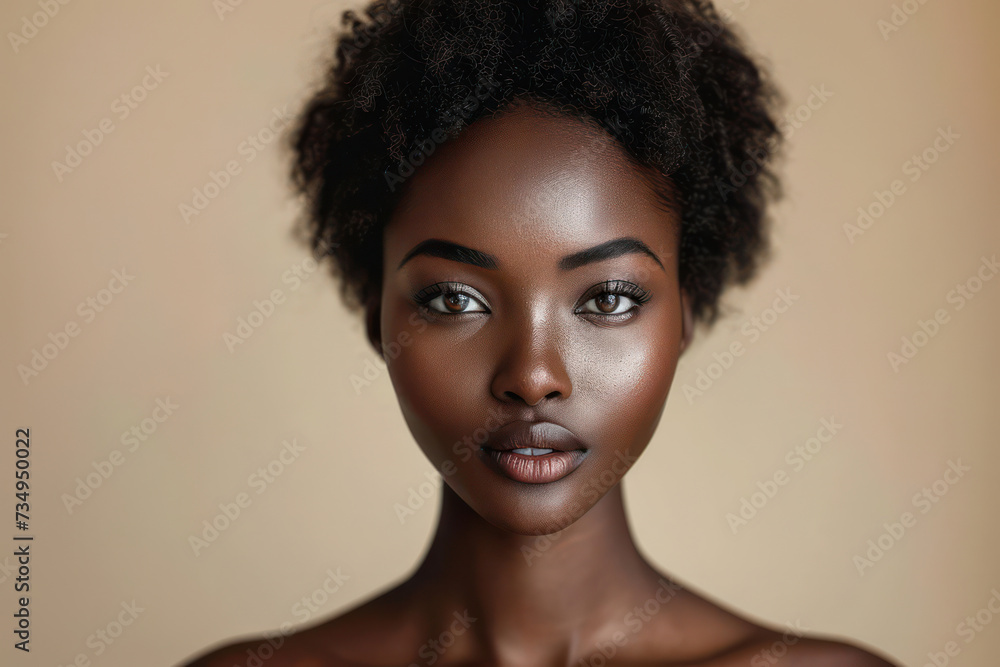 Beauty in Diversity: A Stunning Afro-American Model with Attractive Natural Curly Hair Posing with Confidence on a White Studio Background Beauty in Diversity: A Stunning Afro-American Model with Attractive Natural Curly Hair Posing with Confidence on a White Studio Background