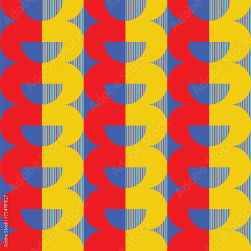 Vector seamless pattern, Bauhaus abstract geometric background. Concept for print, banner, fabric, card, wrapping paper, cover.