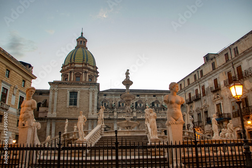 Pretoria square with the marble fountain at Palermo photo