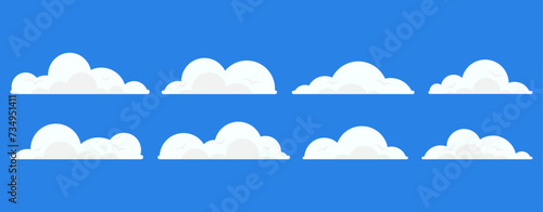 Cute white clouds collection flat illustration vector