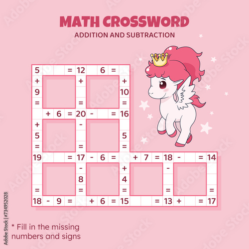 Photos Math Crossword puzzle for kids