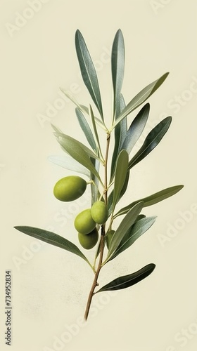 fresh green olives branch on isolated background