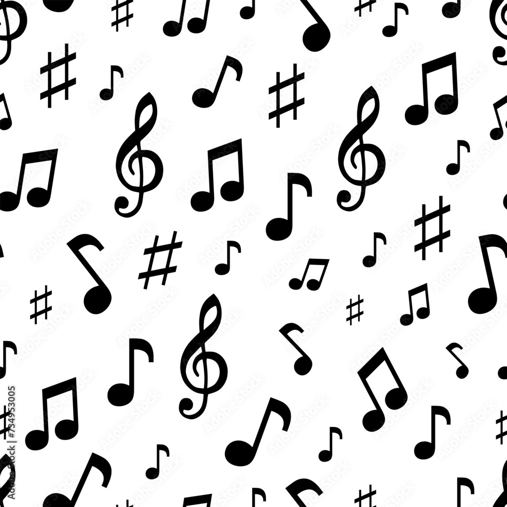Seamless pattern with musical notes on white background Seamless pattern with musical notes on white background