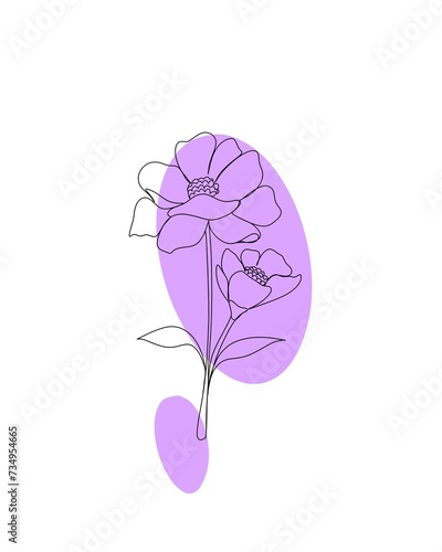 line art drawing of flowers. minimalism sketch, idea for invitation, design o...