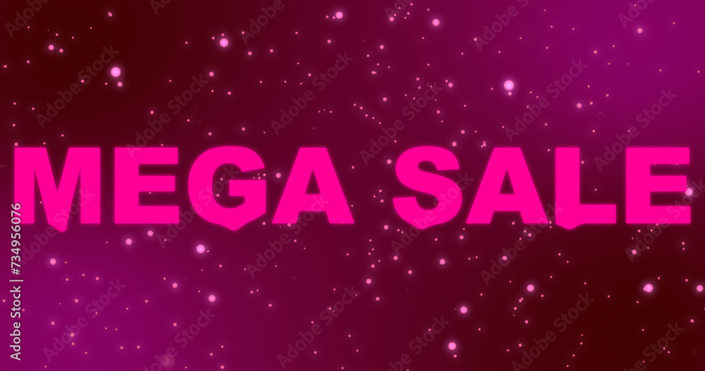 Pink-color Mega Sale Text. Mega Sale pink-colored looped text suitable for advertising, shopping, sell. Technology video material animation. Special offer discount tags.