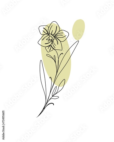 line art drawing of flowers. minimalism sketch, idea for invitation, design o...