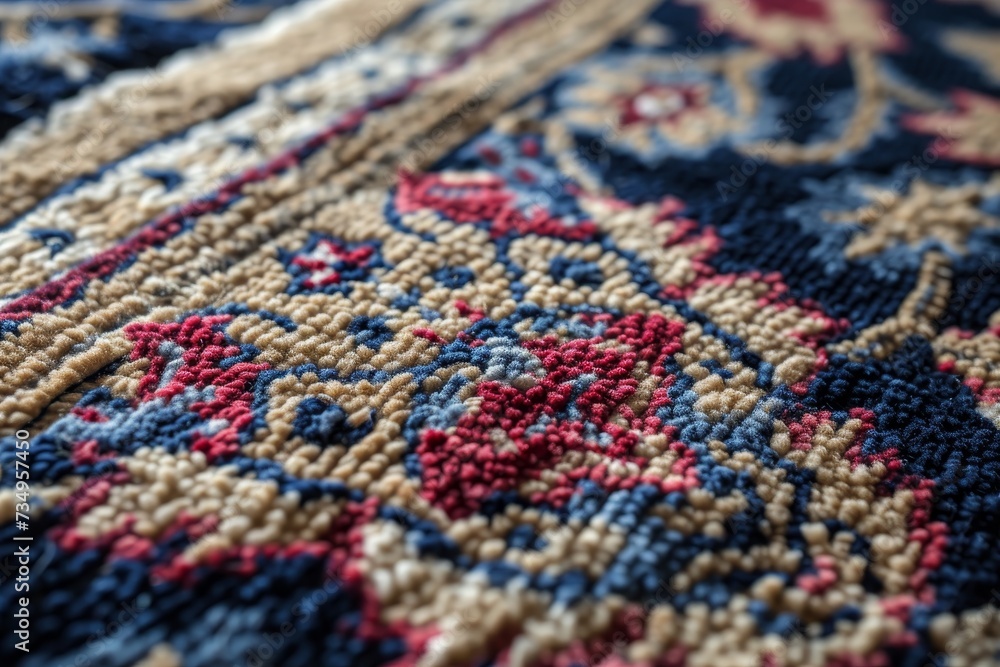 Macro photo of a Persian carpet in close up Macro photo of a Persian carpet in close up