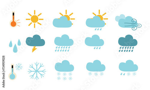 Weather Icons For Print, Web or Mobile App. Vector.
