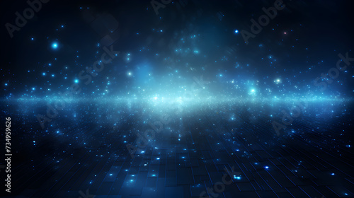 Blue abstract flash in deep blue space. realistic starry sky with a blue glow.,, Blue transparent light lens flares streaks