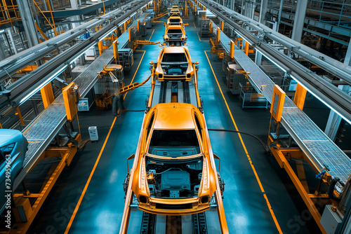 car manufacturing in modern factory line