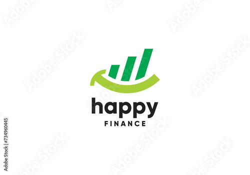 simple happy financial logo. creative arrow diagram accounting icon design