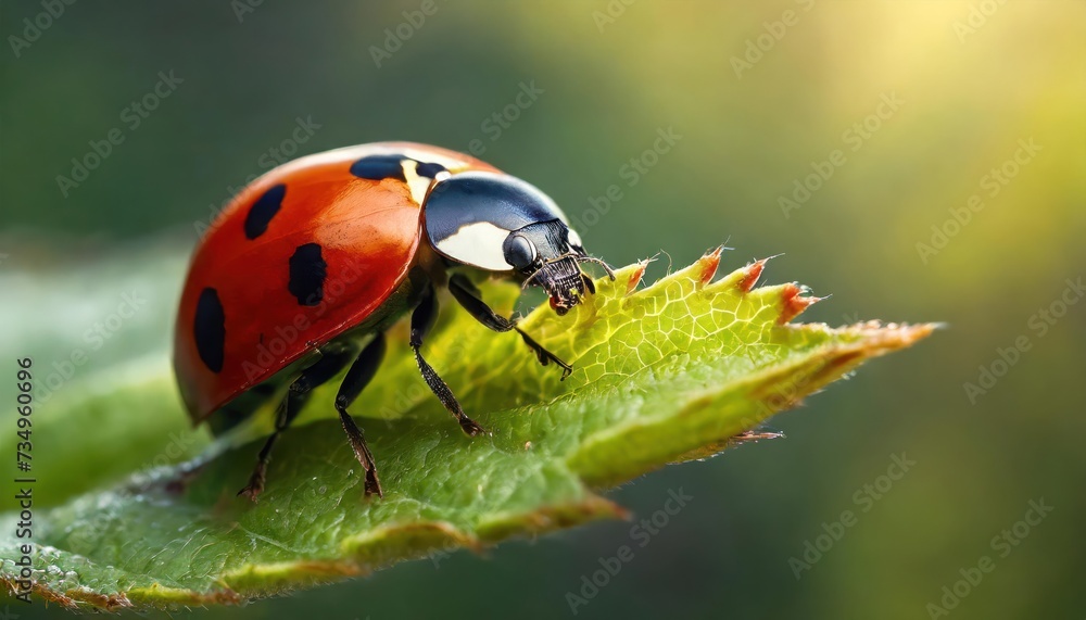 Macro shots, Beautiful nature scene. Beautiful ladybug on leaf defocused background Macro shots, Beautiful nature scene. Beautiful ladybug on leaf defocused background