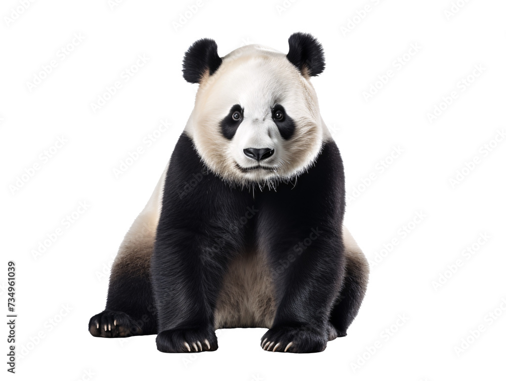 Obraz premium a panda sitting on a white background