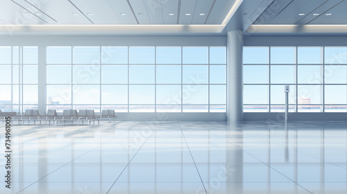 Empty airport interiors with copy space mockup.