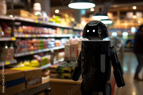 android with light indicating open checkout lane