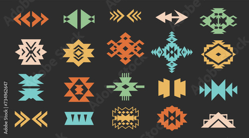 Aztec Navajo Shapes Set Southwestern Art Symbols