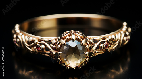 3d gold ring with stone