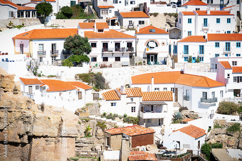Spectacular houses view of Azenhas do Mar, village on the Portuguese coast northwest of Lisbon, Portugal photo