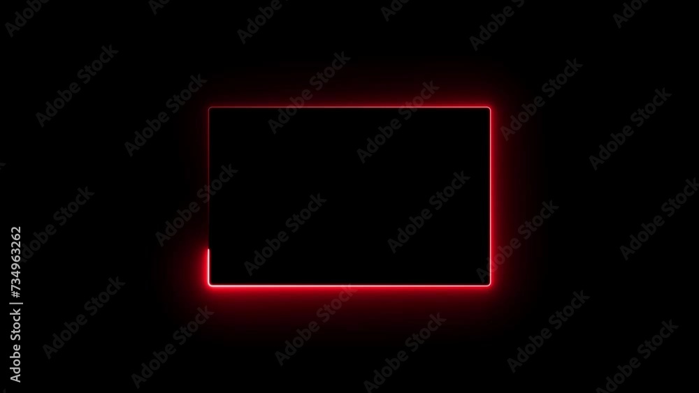 abstract neon light rectangle border frame in the shape red rectangle animation. Black background 4k video. abstract neon light rectangle border frame in the shape red rectangle animation. Black background 4k video.
