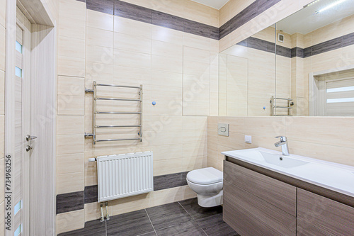 Wallpaper Mural interior apartment room bathroom, sink, decorative elements, toilet. WC, sanitary unit, wash room Torontodigital.ca