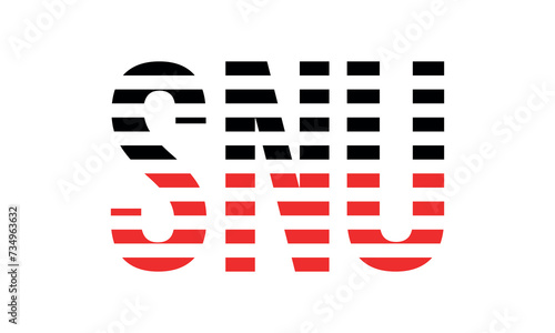 SNU three initial letter iconic line negative space minimal logo design vector template. monogram, abstract, wordmark, business, typography, minimalist, brand, company, flat, modern, unique, simple