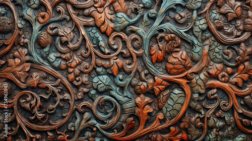 Engraved and painted wood texture architectural.