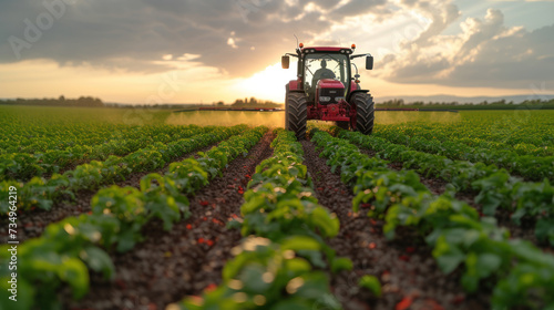 Tractor spraying of agricultural lands