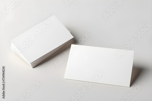 empty visiting card set mockup at the white textured paper background copy space text