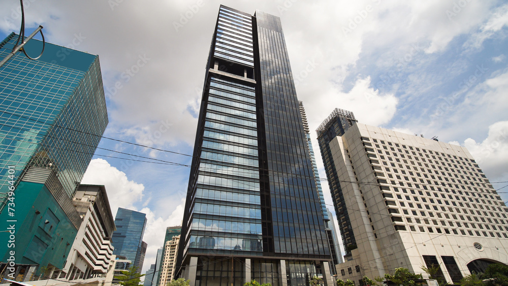 The streets of the skyscrapers of Jakarta, the capital of Indonesia.