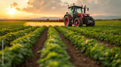 Tractor spraying of agricultural lands