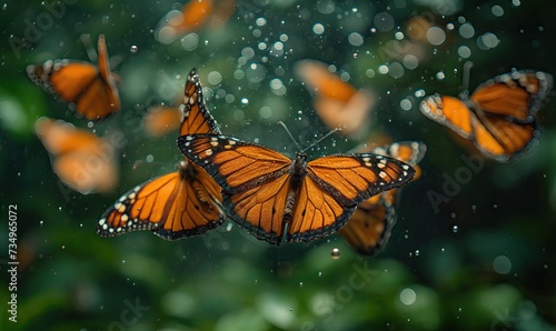 Colorful butterflies on a blurred natural background. © Andreas