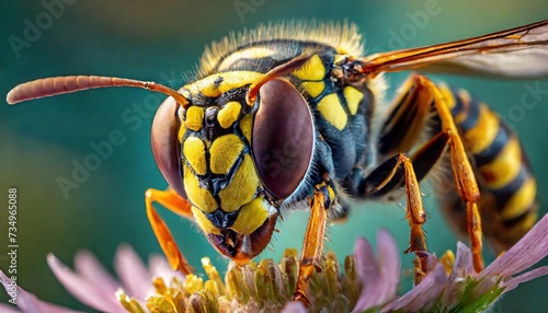 Wasp bee head macro close-up 