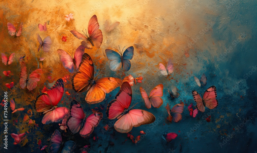Colorful butterflies on an abstract background. Colorful butterflies on an abstract background.