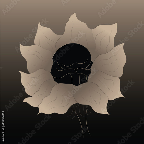 Flower and leaves illustration sketch hand drawing.