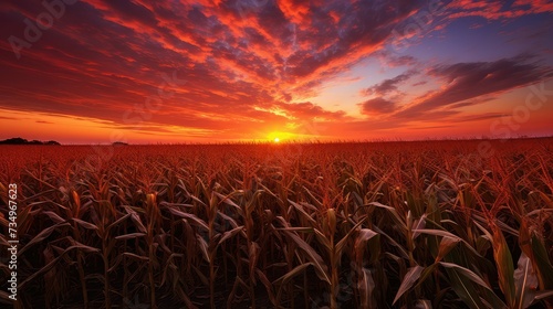 rural corn field sunset © PikePicture