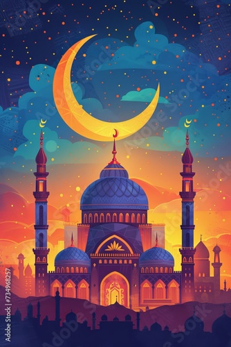 Ramadan Kareem. Islamic greeting card template with Ramadan for wallpaper design. Poster, media banner. of vector illustrations