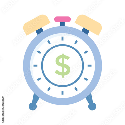 Business time, financial period, time is money icon in flat style