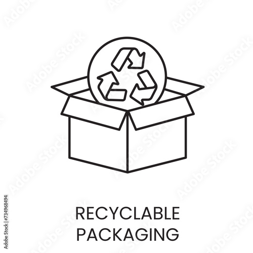 Recycled line vector with editable stroke for packaging