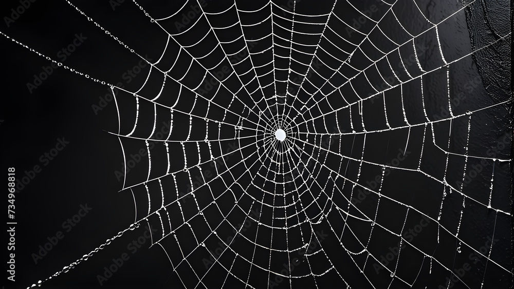 spider web silhouette against black wall Halloween theme dark background 