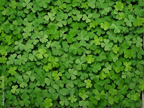 st patricks day green clover leaves with space for text. background of green clover