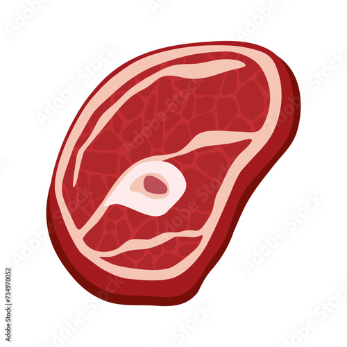 Raw Beef meat for steak in flat colors