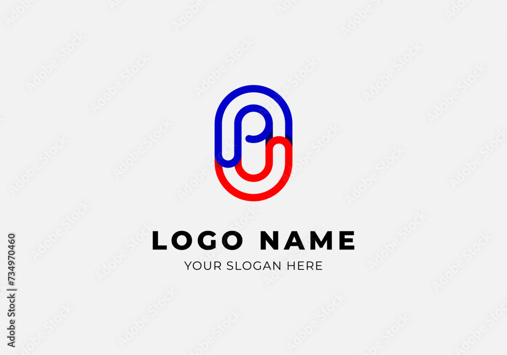 Logo letter U P with oval shape. Modern, minimalsit, monogram bold logo design. Editable color