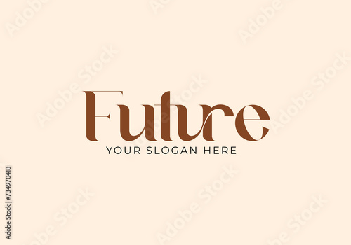 Logo Typo word FUTURE logo design. Elegant, luxury, Yoga, Fitnes, Women logo concept. Editable color