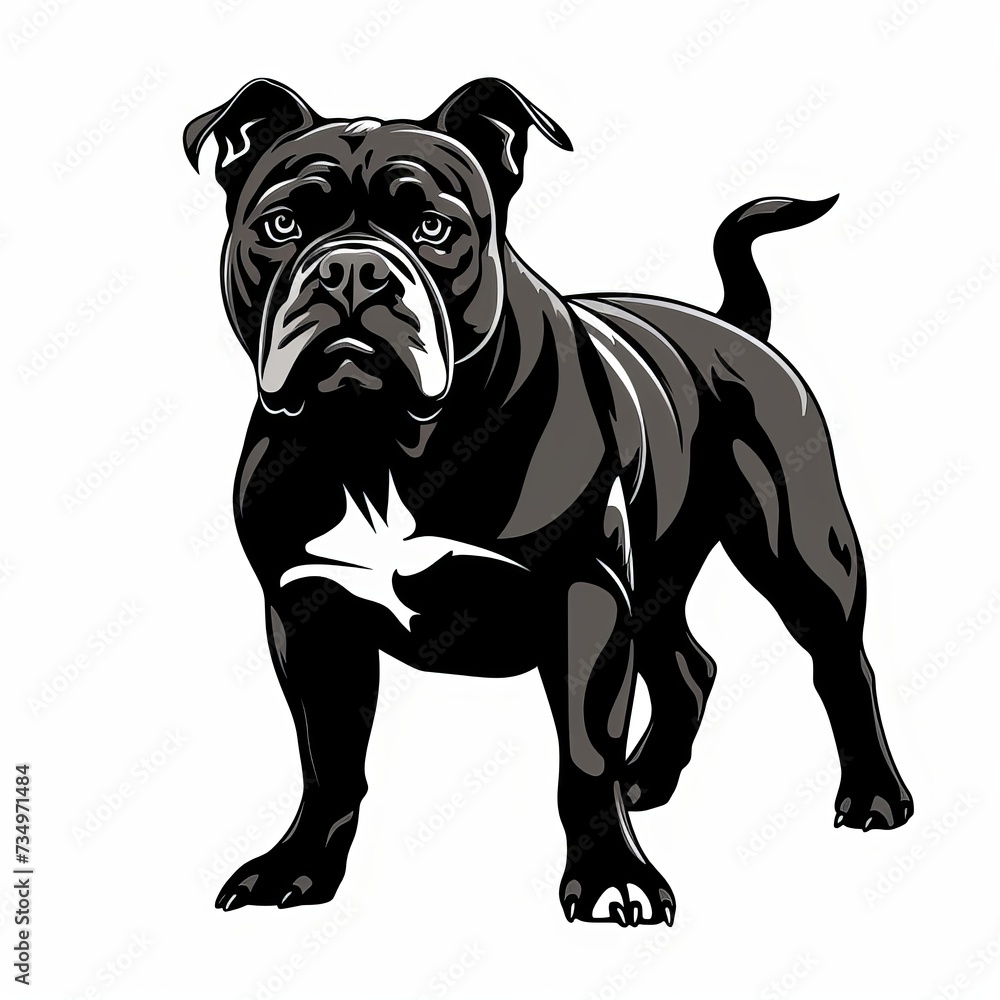 Illustration of a American Bulldog standing on a white background , generated by AI