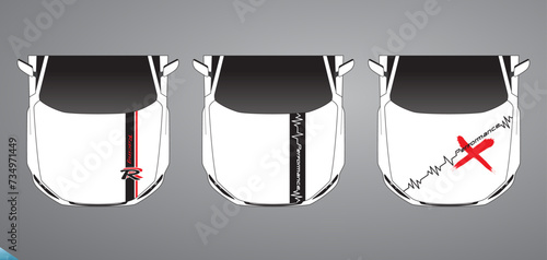 Set Vehicle graphics stripe kits for car hood. Graphic abstract stripe racing designs vector